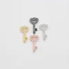 Charms 10 stcs metaal koper Micro Pave CZ Clear Cubic Zirconia Heart Cap Key Form Hangers kralen sieraden ketting maken bevindingen