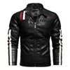 Men's Jackets Men Leather Jacket 2023 Winter Waterproof Biker Coat Plus Cotton Warm Wind-Resistant Pu Motorcycle