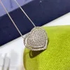 2023 Handgjorda hjärthänge mousserande lyxiga smycken 925 Sterling Silver Pave White Sapphire Cz Diamond GemStone Party Women ClaVicle Necklace for Lover Gift