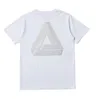 T-shirt de manga curta masculina e feminina com estampa triangular colorida Tide preto e branco s-xl