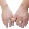 Band Rings Luxury Zircon Couple Paired Rings For Women Men Flower Proposal Promise Adjustable Rings Wedding Jewelry