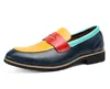 Fashion Blue Yellow Men's Leather Loafers Storlek 38-48 Pointed Shoes Casual Men Low-Heel Designer Shoes Men Zapatos Cuero Hombre