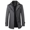 Mäns jackor 2023 Spring Men's Casual Wool Trench Blandar PLÄSANDE BIDANDE LÅNG LÅNG SOLID FÄRG TILLVERA Slim Windbreaker Varm överrock