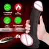 Grande vibrador para mulheres longas realistas do pênis preto telescópico galo com controle remoto Dildos Aquecida Vibrador Toys Sexo 18+