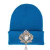 Nowe zimowe czapki dla kobiet ciepłe luksusowe kwiaty Kryształowe czapki Kamulki Skullies Caps Gorras HCS332