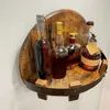 Organização barra de madeira do vintage garrafa vinho titular prateleira redonda exibição parede decoração rack montagem na parede prateleiras garrafa uísque flutuante # z
