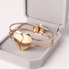 Bangle Double Heart Bracelet Bijoux Femme Bracelets Bangles For Women Pulseras Mujer Moda Elegant Wristband Armbanden