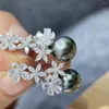 Boucles d'oreilles clous MJ perle bijoux fins 925 argent Sterling 10-11mm Nature eau de mer perles de Tahiti pour femmes cadeaux