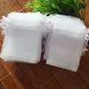 Jewelry Pouches 100 Pcs/Lot White Organza Gift Bags 7x9 9x12 10x15 20x30 30x40 Cm Wedding Christmas Package Drawstrings Yarn Pouch