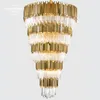 Modern Crystal Chandeliers Luxury Large LED Gold Round Hängande lampor Lyster för vardagsrum Matsrum Trapphängen