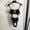 Szynki dla kobiet w pasku stresu SKAWKA Seksowne One Piece Swimsuit Black Hollow Bikini dla kobiet