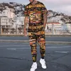 Мужские спортивные костюмы летний спортивный костюм Vintage Tshirttrouser 2 Piece Street Trend Sports Set Casual Choogging Clothing Короткая и длинная костюма 230512