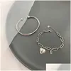 Urok bransolety minimalistyczne Sier Love Heart for Women New Fashion Vintage Ręcznie robione urodzinowe prezenty biżuterii Dhgarden dhrzx