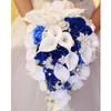 Kwiaty dekoracyjne Kwiat Kwiat Weddał ślubny bukiet Ręka Związana druhna sztuczna domowa impreza wakacyjna materiał