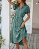 Casual Dresses Ladies Polka Dot Print Shirt Dress Women Casual Midi Holiday Summer Dress Kvinna Loose Women Beach Dress Sundress Robe Vestidos 230515