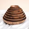 Plates Acacia Wooden Trays Round Shape Serving Bread For Fruit Salad Platter Vegetable Dish Picnic Or Bed Tray Kitchen Tool