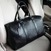 Duffel Bags Large Capacity Men's Travel Big Shoulder Duffle Carry on Luggage Tote Woven Pu Leather Black Men Handbags Bolso Hombre 230424