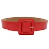 Belts Candy Color Vintage Casual Plus Size Waist Strap Shinny Patent Leather Belt Trouser Dress Square Buckle Waistband