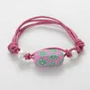 Strand Miasol Real Leather Fuchsia Clay Flower Beads Charm Freshwater Pearl Adjustable Women Girl Bracelets For Gifts