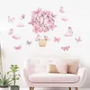 Kids' Toy Stickers Pink Flower Hot Air Balloon Butterfly Wall Stickers for Kids Room Baby Nursery Wall Decals Bedroom Living Room Home Decor Murals