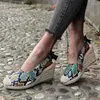 اللباس أحذية الصيف نساء عالي الإسفين الكعب Espadrille Soled Sandals Slippers Female Bowknot Gladiator Slingback