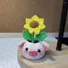 Decorative Flowers Hand-Knitted Animals Potted Artificial Plant Bonsai Cute Original Gift For Children Room Home Table Office Desktop Decor