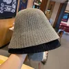 Berets 7 Colors Spring Summer Knitted Linen Bucket Hat Women Solid Dome Breathable Fishing Fashion Street Ins Sun Caps 54-60cm 2023