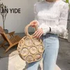 Women Rope Rattan Wooden Vintage Handbags Hollow Designer Straw Handle Bags Summer Woven for Beach Large Tote Lady Bali Purses