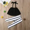 Roupas Conjuntos 16T Moda Summer Girl Strap Tops striped calças de roupas de criança roupas de meninas 230512