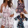 Casual Dresses Dresses for Women Vestido Fashion Spring och Autumn Ruffle Dress Floral spetsar upp nio poäng ärm ära Pullover Dress Traf 230515