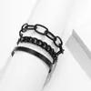 Link Bracelets Black Bracelet For Women Punk Jewlery Geometric Chain Charm Female Sets Luxury Hip Hop Party Accessories