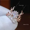 Bandringar Fashion Elk Crystal Women Rings Rose Gold Color Cute Antler Wedding Engagement Party Rings smycken