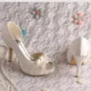 Chaussures Habillées (22 Couleurs) Talons Hauts Mariage 4 Pouces Ivoire Pour Mariée Avec Bout Ouvert