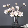 Flores decorativas 51cm Big Magnolia Artificial Flower ramo de ramo prateado de plástico FALSO CASAMENTO Decoração Vaso de decoração