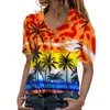 Women's Blouses Harajuku Women's T Shirt Funky Hawaiian Frontpocket Tops Women 2023 Leaves Flowers Pineapple Print Shirts Camisas De