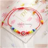Charm armband turkiska onda ögonarmband för kvinnor mode pärlor 2021 bohemisk regnbåge pärlstav smycken rep sträng lycklig droppe leverera dhbgy