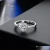 Bant Halkaları Şeftali Kalp Zirkon Yüzüğü Kadınlar için Mticolor Rhinestone Solitaire Altın Alaşım Moda Mücevher Hediyeleri Damla Teslimat Dhgarden Dhg3u