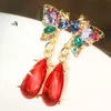 Boucles d'oreilles pendantes YaYi bijoux mode Multi verre strass cristal filles dame femmes couleur or antique bijou papillon cadeau