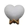 Night Light Heart-Shaped Moon Lamp, 12cm 15cm 3D Printed USB Charging with Wood Stand, 16 Colors Night Light for Birthday Party Christmas gift home decor