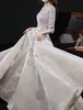 Party Dresses Luxury Champagne Lace Long Evening Half Sleeves Beaded Elegant Formal High Neck ALine Wedding Celebrity Prom Gowns 230515