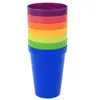 7 pièces/ensemble 7 tasses en plastique de couleur arc-en-ciel couleur Portable pique-nique tourisme tasse à thé café tasse à eau ménage cuisine outils