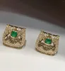 Серьги -грибки 2023LR Чистые ювелирные изделия 0,20CT Реальные 18K Gold Natural Emerald Gemstones for Women Holidays Presents