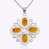 Pendant Necklaces Exquisite Simple Cross Baltic Simulated Synthetic Honey Elegance Necklace Women's Fashion Jewelry L00401