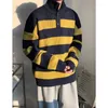 Men's Sweaters 2023 Winter Men's High-quality Turtleneck Wool Sweater Keep Warm Coats Striped Printing Pullover Long Sleeves Knitting