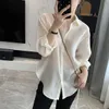 Shirt 2023 Summer Solid Polo Collar Button Up Shirt Side Lace Up Commuter Perspective Sunscreen