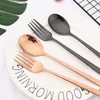 Servis uppsättningar 3set Black Korean 304 Rostfritt stål Hotstickor Spoon Set Long Handle Non-Slip Dessert