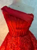 Red Lace Prom Dress Luxury 2023 One Shoulder Flowers Women Ankle Längd Kvällsklänningar Formella festklänningar Robe de Soiree
