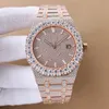 Полные бриллианты Мужские часы 42 -мм автоматическое механическое движение Смотреть Водонепроницаемые модные бизнес -часы Montre de Luxe