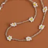 Chaînes Style coréen Mode Dames À La Main Perlé Blanc Fleur Colliers Pour Femmes Filles Argent Couleur Perles De Verre Chaîne Collier Cadeaux