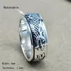 Real Pure 925 Sterling Silver Dragon Anneaux Pour Hommes Rotatif Transfert Chance Vintage Punk Rétro Style Anel Masculino Aneis Y1124302V